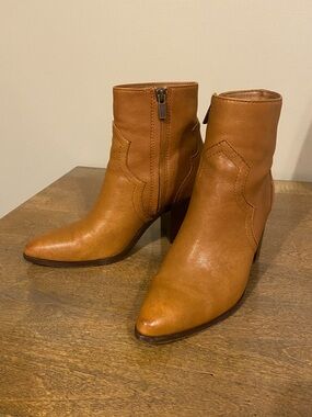 Frye Cognac Western Style Ankle Booties